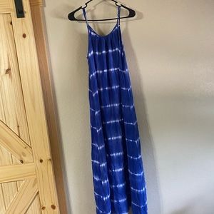 Blue and white maxi dress